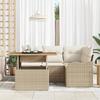 Canapé de Jardin 5 Pièces avec Coussins Beige Poly Rattan Acacia, Canapé de Jardin 2 Places avec Coussins Beige Poly Rattan 3349455