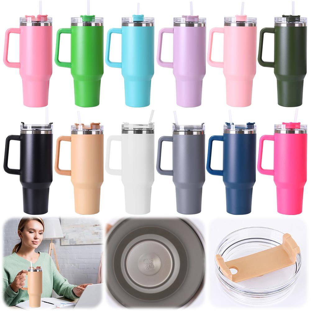 40oz Straw Insulated Tumbler with Handle Portable Water Cup Stainless Steel Vacuum Thermal Insulated Mug for Cold Hot Beverages