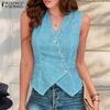 Women Casual V-Neck Patchwork Lace Crochet Sleeveless Vest Tops