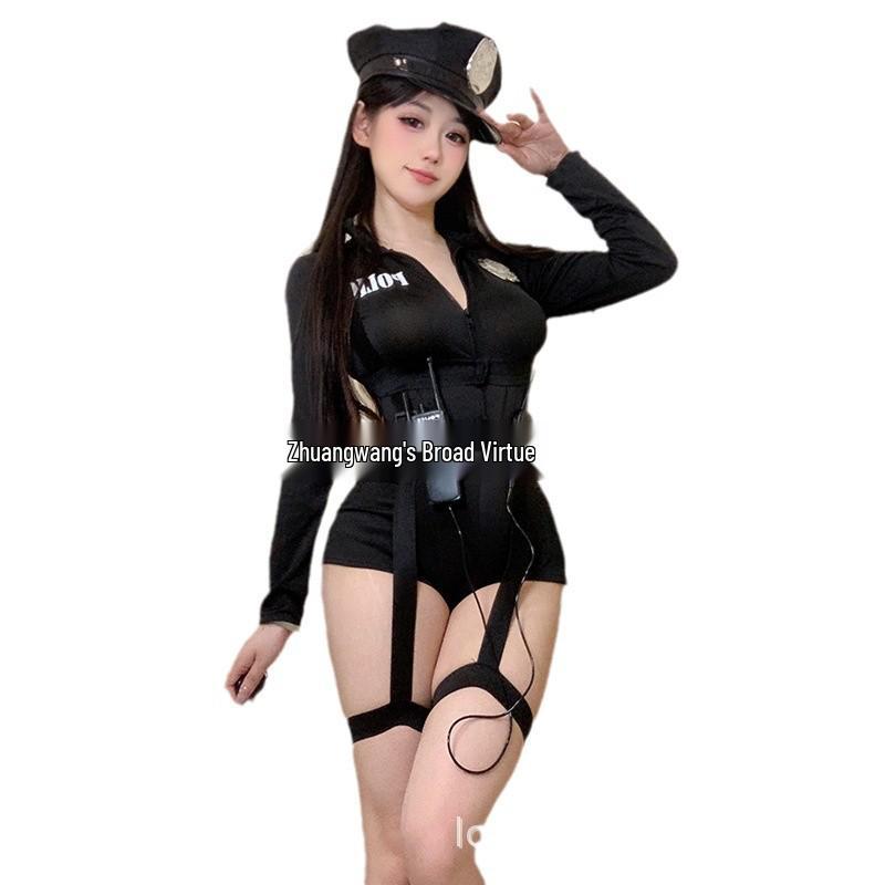 Plus Size Camouflage Policewoman Lingerie Set for Nightclub and Cosplay