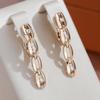 Minimalist Lock Long Pendant Zircon Earrings Rose Gold Color Jewelry for Women