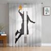 Comic Cartoon Basketball Sheer Curtain for Bedroom Tulle Voile Curtain for Kitchen Living Room Decor Window Treatment