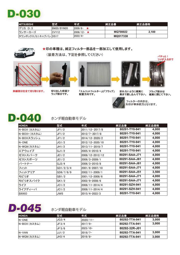 Mlitfilter Daihatsu D-030 (G) Mini Car Air Conditioner Filter for Subaru Toyota and Other