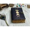 Blank Spell Book of Shadows Grimoire Journal Moon Phase Vintage Journal Junk Journal Handmade Leather Sketchbook Leather Notebook Gifts