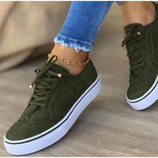 Ladies Casual Comfortable Vulcanized Ladies Comfortable Denim Shoes Oversized Lace -Up Sneakers Ladies Flat Shoes