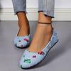 Fashion Foreign Trade Large Size Denim Low Heel Flat Single Shoes, Women's Round Head Foot Hollowed Out Color Matching Doudou Shoes
