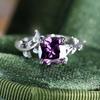 Fashion Purple Zircon Princess Ring for Women Crystal Jewelry Promise Birthday Anniversary Rings