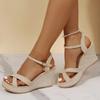 Fashion Black Beige Wedge Sandals for Women's 2024 New Platform Fish Mouth Cross Strap Fashion Shoes Female Summer Buckle Strap Sandal