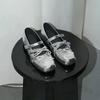 Cowhide Version~ French Square Head Bow Light ** Fork Strap Flat Ballet Shoes Women's Autumn Mary Jane Single Shoes
