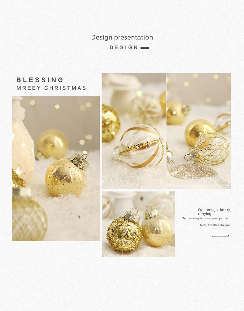 Platinum Boutique PET Christmas Ornament Set: Painted Baubles for Tree Decoration