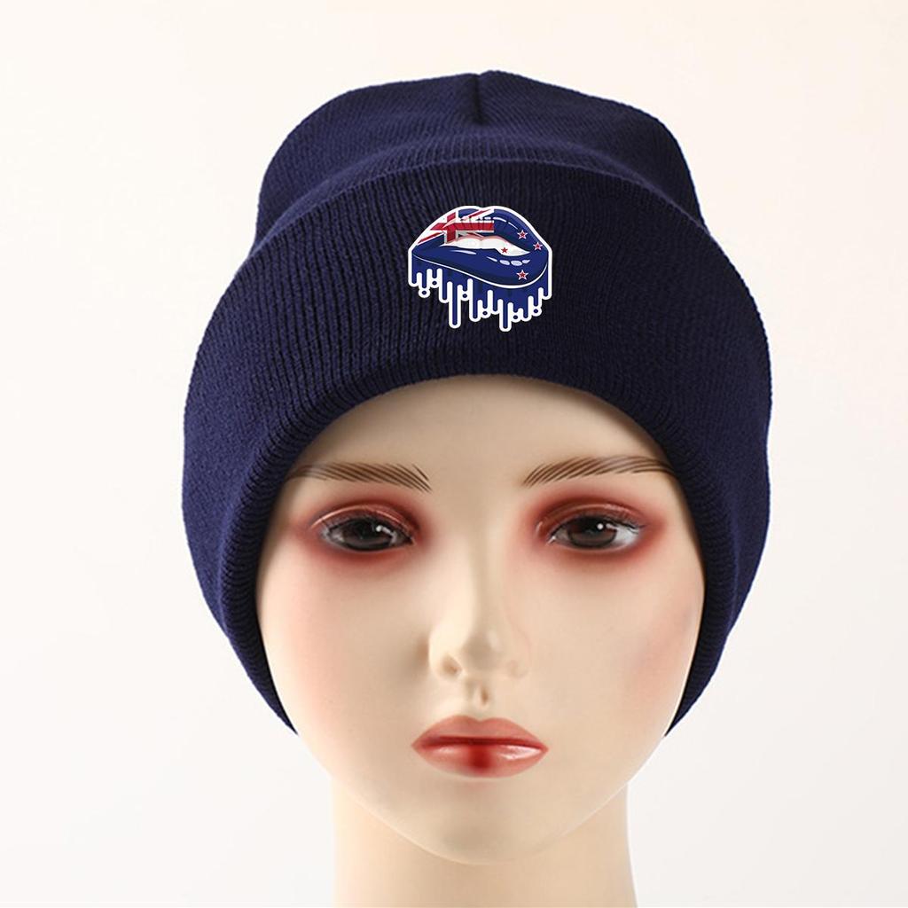 Lip Flag of New Zealand Warm Knitted Cap Beanie, Patriotic Man Cap Elastic Slouchy Solid Pompom Beanies Knit Hat Beanie