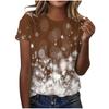 Summer Round Neck 3D Sparkling Print Top Fashionable Casual Short Sleeved Women's T-shirts