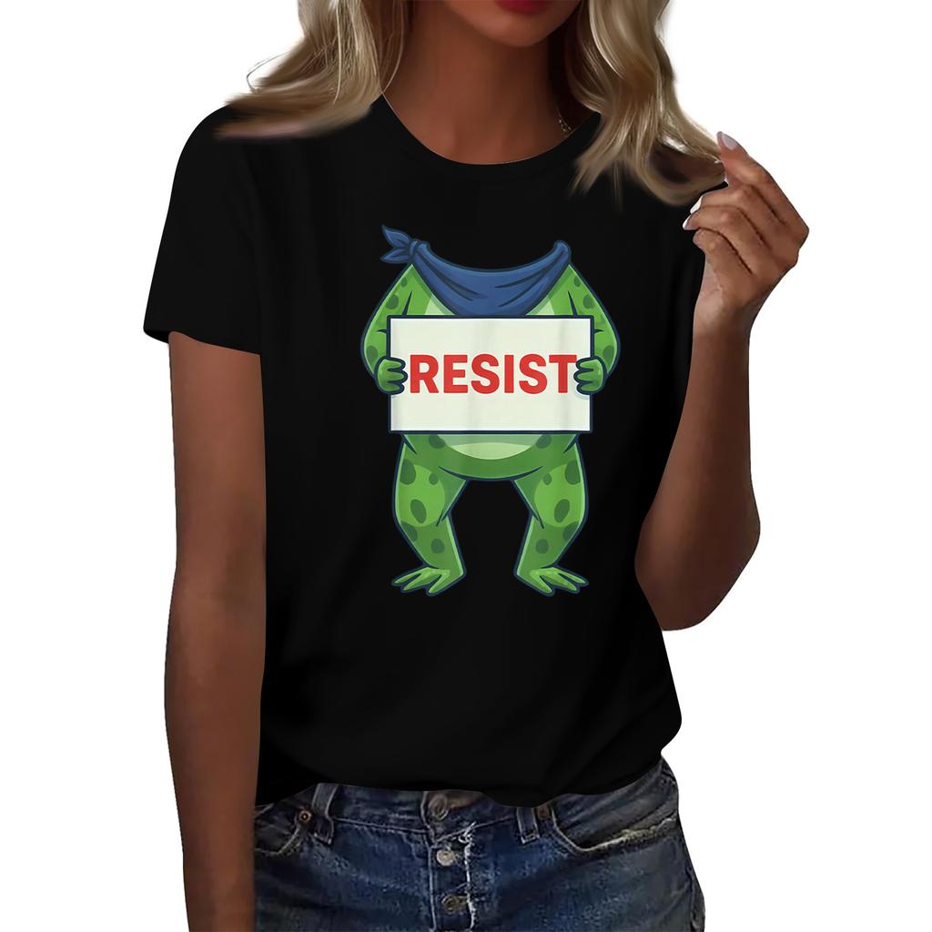 Women's Printed Round Neck Short Sleeve Top