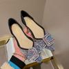 Plus Size Flats Shoes for Women Spring Pointed Toe Beautiful Bowknot Loafers Girl Slip-on Rhinestone Boat Shoes Summer Sandals