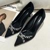 Fashion Women's Shoes Shallow Women's High Heels Crystal Office and Career Sexy Pointed Toe Heels Women Zapatos