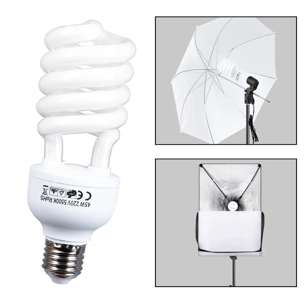 4 штуки 45 Вт 5500K Высокая яркость Фотография Дневной свет Люминесцентные лампы E27 Софтбокс Фотография База AC 220 В