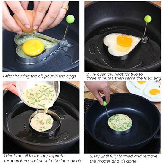 Omelette Mold Stainless Steel Egg Rings Non-Stick Love Star Flower Fried Egg Mold Pancake Shaper Kitchen Gadgets