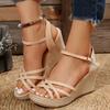 Fashion Wedges Shoes for Women 2024 Summer Platform High Heels Sandalias Mujer Thick Bottom Ankle Strap Gladiator Shoes Woman