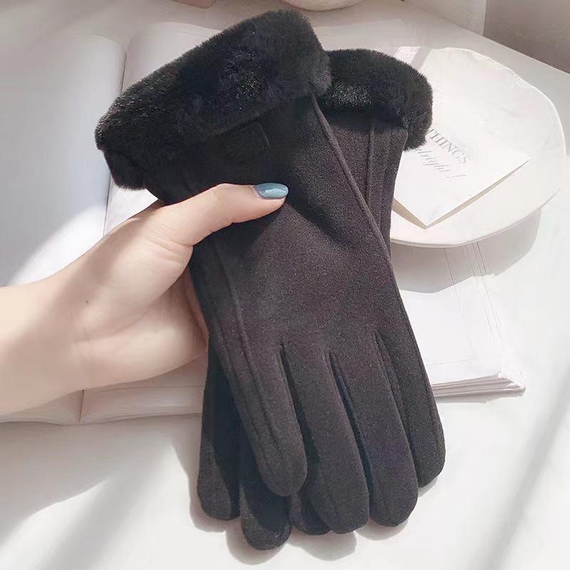 Women's Winter Touchscreen Gloves: Warm German Velvet, Windproof, Thickened, Cute Korean Style for Driving and Riding