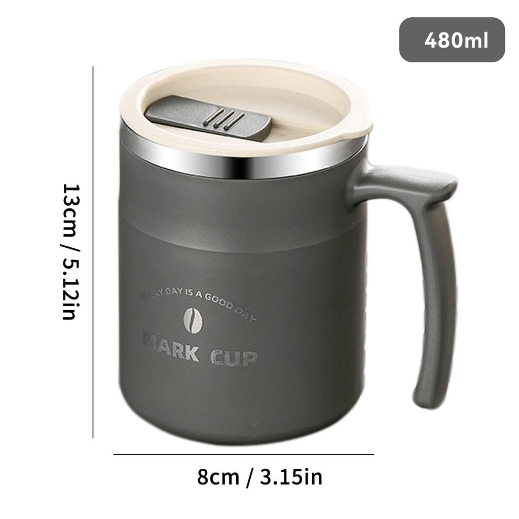 500ml Double Wall Insulated Coffee Mug With Handle School Office 304 Stainless Steel Sealed Drinking Cup Portable Drinkware