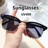 Retro Rice Nail Half Frame Sunglasses Men's Drivers UV Resistant Glasses Essential for Outdoor Sun Protection and Eye Protection