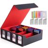 Four-Row PU Leather Diamond Card Storage Box with Double Windows for Pokemon and Three Kingdoms
