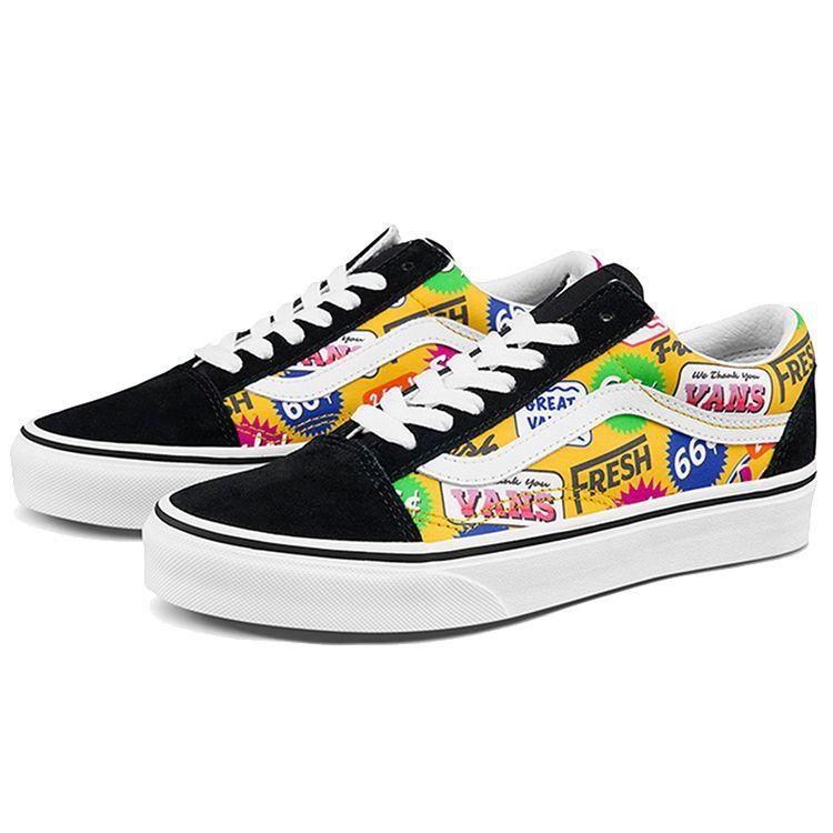 Vans Old Skool Series Color Label Print Low Top Skate Shoes Unisex Sneakers Black VN0A3WKT4RR