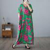 Short Sleeve Plus Size Cotton Vintage Floral New In Dresses for Women Casual Loose Maxi Long Summer Dress