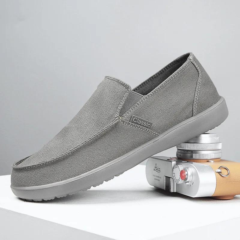 Men's Canvas Shoes 2024 Spring New Men Vulcanized Shoes Outdoor Non-Slip Sneakers Fashion Comfortable Driving Shoes Men Loafers