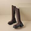 Krazing Pot Microfiber Autumn Winter Shoes Patch Work Platform Boots Round Toe Keep Warm Thick Bottom Thigh High Boots