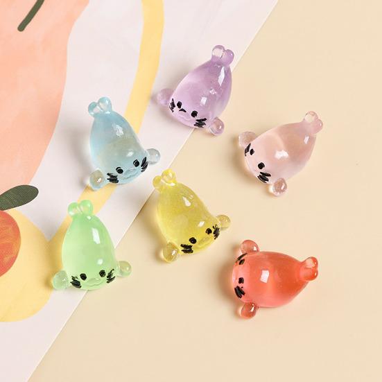 50/100Pcs Resin Miniature Animal Figures Glow In The Dark Tiny Bear Rabbit Fish Ornament Micro Landscape for Garden Aquarium Dollhouse Office Home