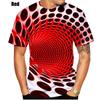 Summer Round Neck Optical Illusion Geometric Graphic 3D Print Top Fashionable Casual Short Sleeved Men's T-shirts