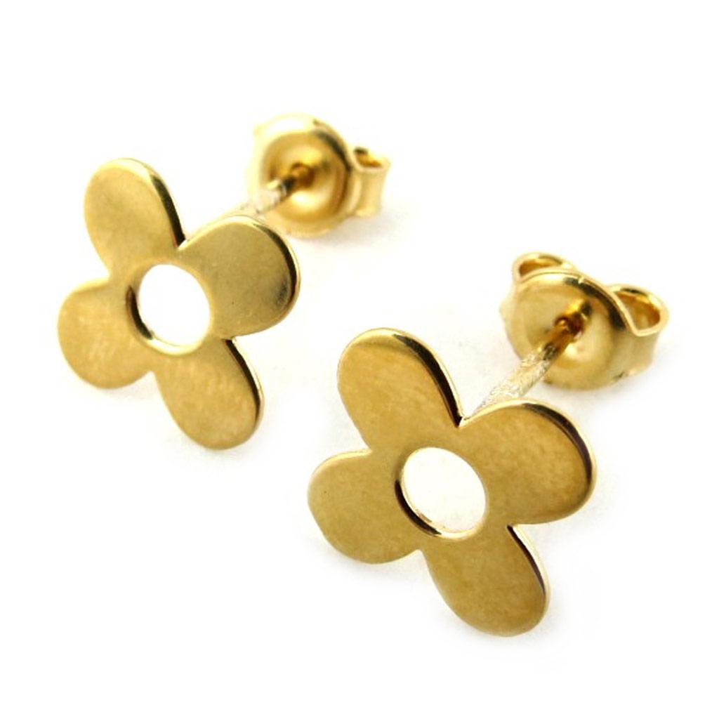 Les Trésors De Lily [N2224] - Gold Plated 'Flora' Earrings - 12 Mm