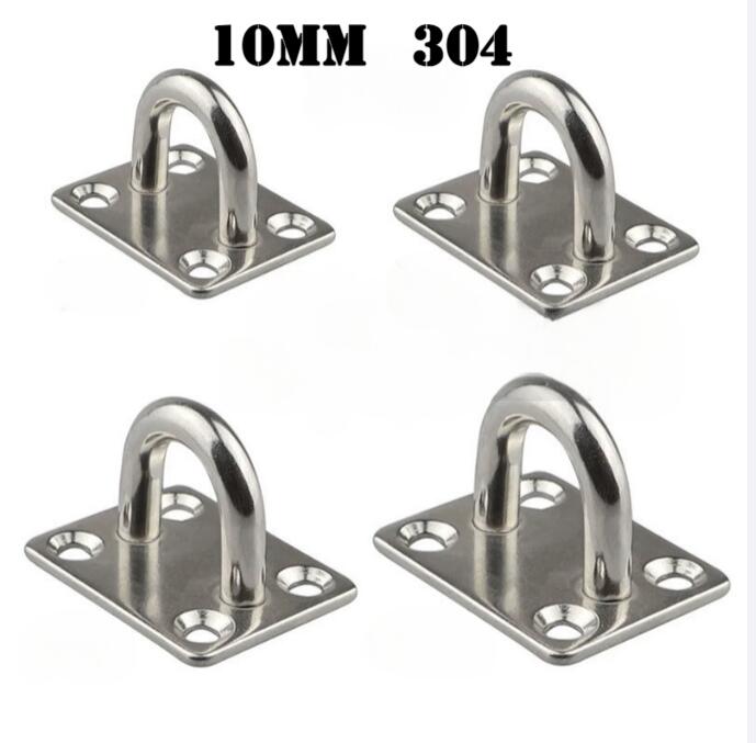 4pcs 5mm/6mm/8mm/10mm/12mm Stainless Steel Square Pad Eye Plate Hook Hanger Heavy Duty Ceiling Wall Boating Yacht Shade Sailing Marine