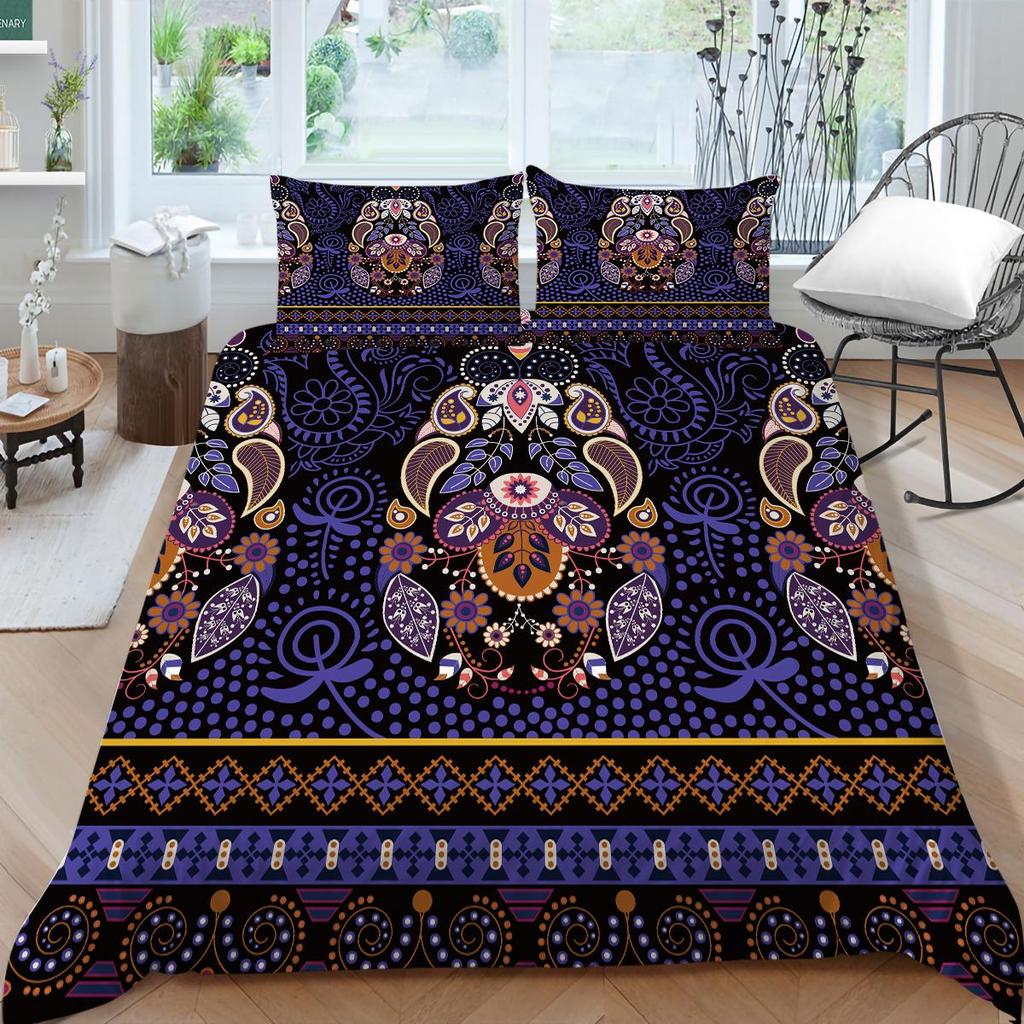 Богемный комплект постельного белья с богемным узором, пододеяльник, наволочка, 2/3 шт., ткань из микрофибры, полный размер, украшение для дома