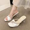 New Crystal Shoes Thick High Heels Women's Sandals Summer Fashion Outside Fairy Sexy Crystal Cool Slippers Women's Shoes