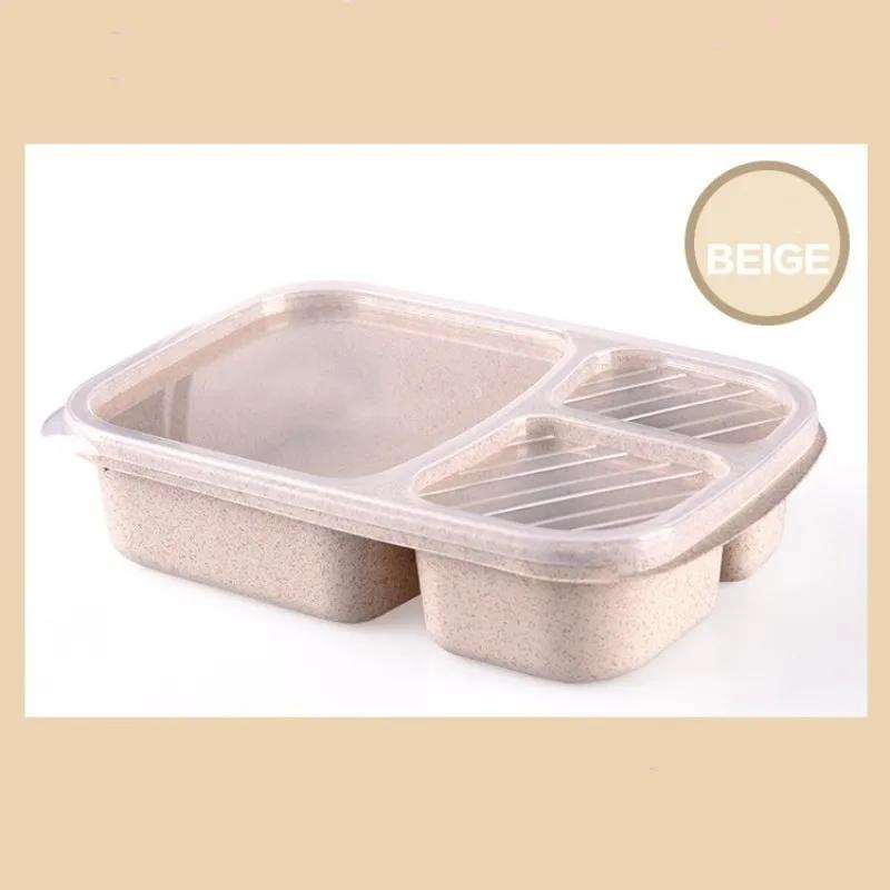 Wheat Straw Lunch Box Microwave Compartment Dinnerware Food Storage Container Lunch Box for Kids Healthy BPA Free Bento Boxes