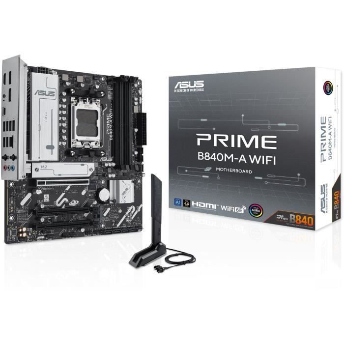 Carte mère - ASUS - PRIME B840M-A WIFI - AMD B840 - Emplacement AM5 micro ATX