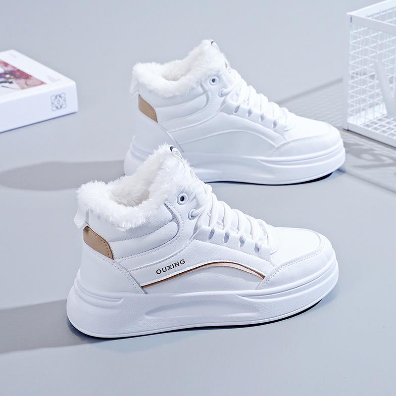 2025 Women's Winter Fleece-Lined High-Top Casual Shoes, Korean-Style Warm and Versatile, Soft Sole - SH889