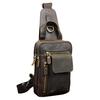 Men Genuine Leather Outdoor Casual Travel Messenger Stachel Bag Crossbody Chest Sling Bag Rig One Shoulder Strap Bag