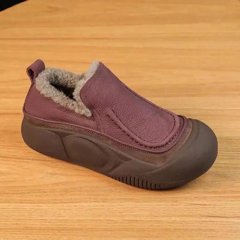 Warm Women's Shoes with One Pedal of Fluffy Shoes 2025 Winter New Versatile Casual Velvet Warm Platform Bread Cotton Shoes