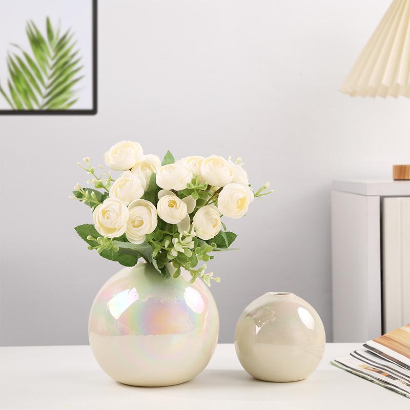 Round Ball, Colorful Vase I, Ns, Ceramic Vase Decoration, Light Luxury High-end, Living Room Flower Arrangement, Dining Table Flower Utensil