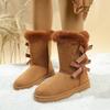Winter Large Size Plus Velvet Comfortable Snow Boots Fashionable New Round Toe Bow Sexy Warm Casual Walking Boots for Women