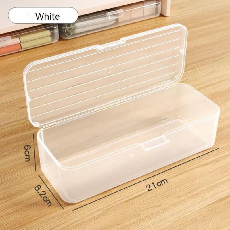 Simple Large Capacity Storage Box Transparent Multi-function Pencil Case Plastic Desktop Organizer Student Stationery Box