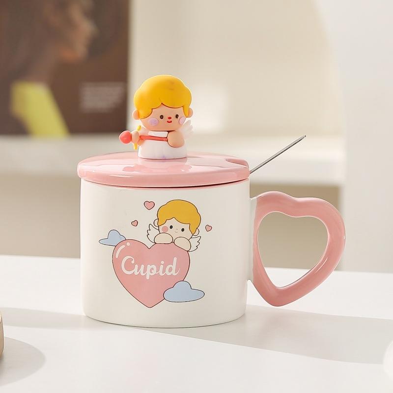 Chinese Valentine's Day Gift Couple Mug High Precision Ceramic Cup with Lid Water Cup Women's Souvenir
