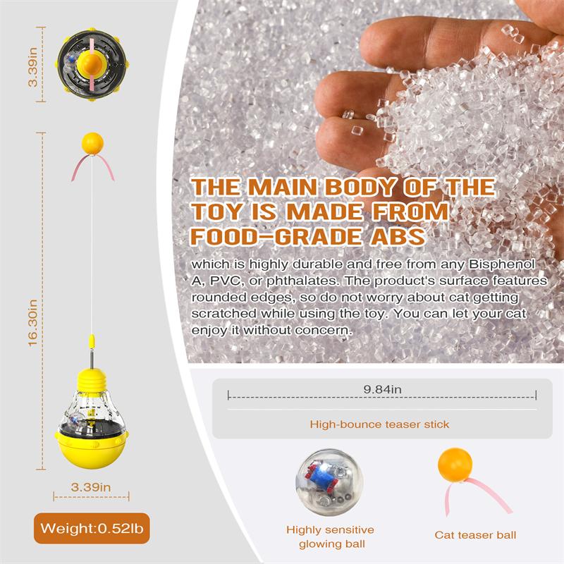 Cat Toy Flashing Ball Transparent Bulb Shape Tumbler Toy Turntable Bucency Teaser Ball Kitten Training Function Pet Supplies