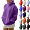 Women's Fashion Solid Color Hooded Long Sleeve Loose Pullover Sweatshirt Top