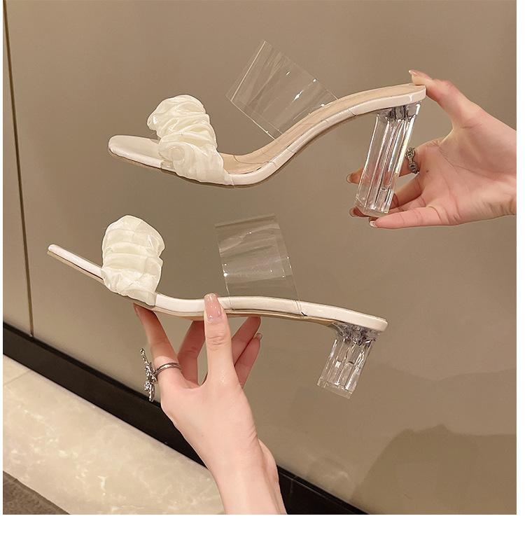 Fashion Transparent Crystal Slippers with High Heels5cm~9cm Fashion Sandals, Summer Beach Casual Thick High Heels Sandals, Women's Shoes