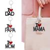 Car Bag Pendant Keychain Love Mom Dad Letter Charm Double-Sided Engraved Design