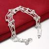 925 Silver Multi Layer Bead Necklace Bracelet Set For Women Wedding Fashion Jewelry
